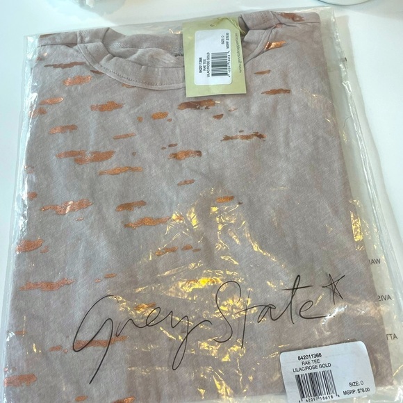 NWT Grey State - Rae T-Shirt w Gold Foil - Picture 7 of 10